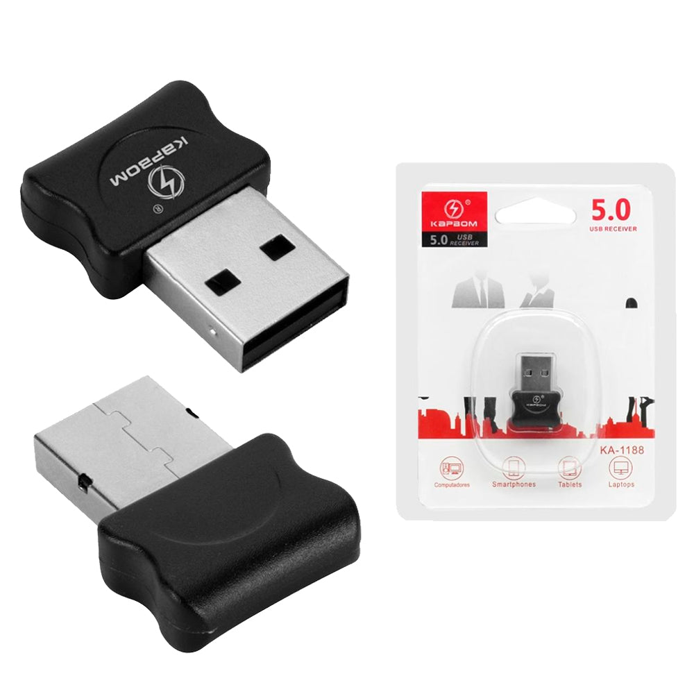 Mini Adaptador Bluetooth 5.0 USB Receiver, Alcance Até 20 Metros, KAPBOM, KA-1188